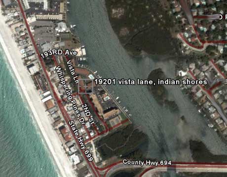 waterfront-townhome-map overhead pinellas waterway and gulf beach